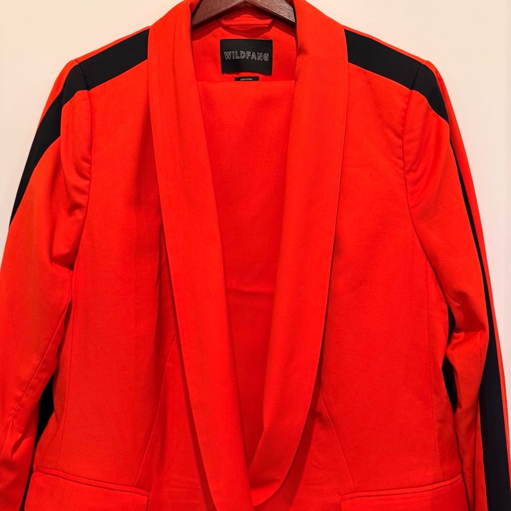 Wildfang Orange Shawl-Collar Blazer with Black Stripes & Matching Trousers | 1X